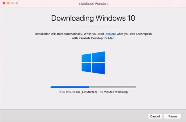 Parallels Desktop downloading Windows 10
