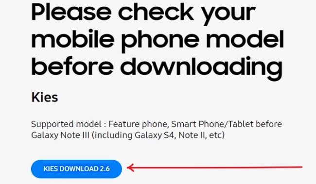 Samsung Kies download screenshot