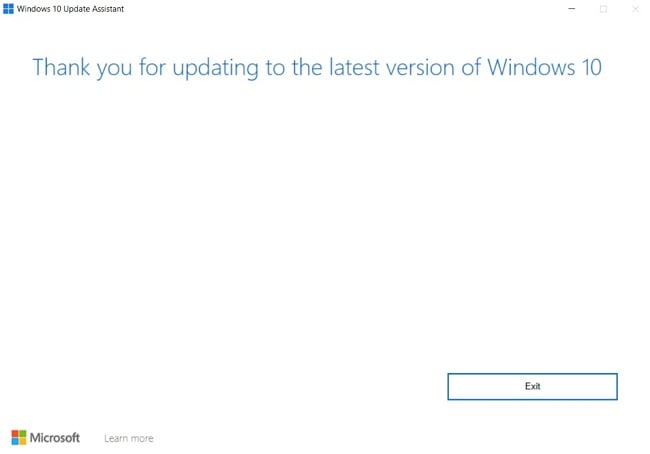 Windows 10 thank you notification