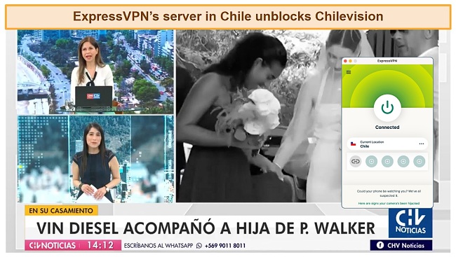 Screenshot of ExpressVPN unblocking Chilevision