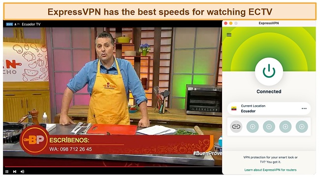 Screenshot of ExpressVPN unblocking ECTV