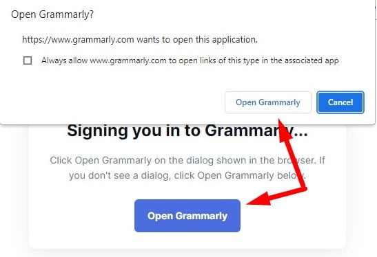 Öppna Grammarly