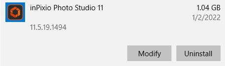 Deinstallieren Sie InPIxio Photo Editor 11
