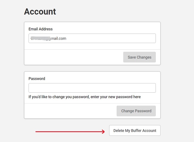 Buffer delete Buffer account screenshot