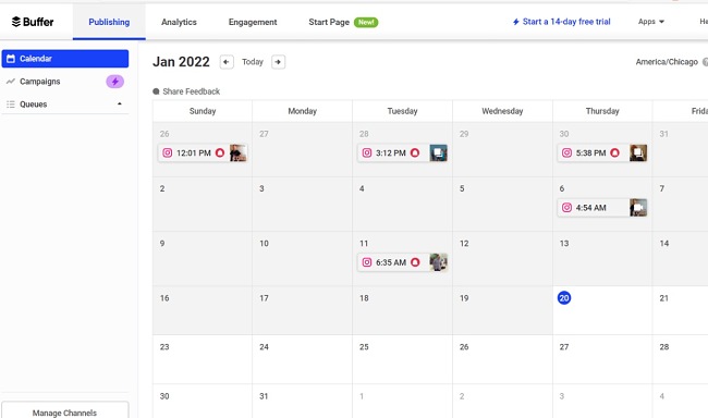 Buffer calendar view screenshot