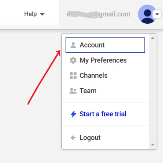 Buffer account menu screenshot
