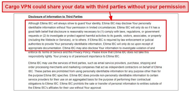 Screenshot of Eltima privacy policy