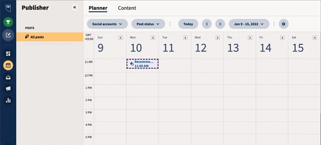 Hootsuite calendar screenshot