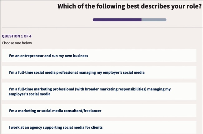 Hootsuite survey questions screenshot