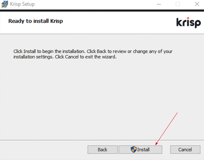 Krisp installation screenshot