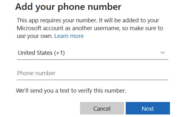Microsoft Teams add phone number screenshot