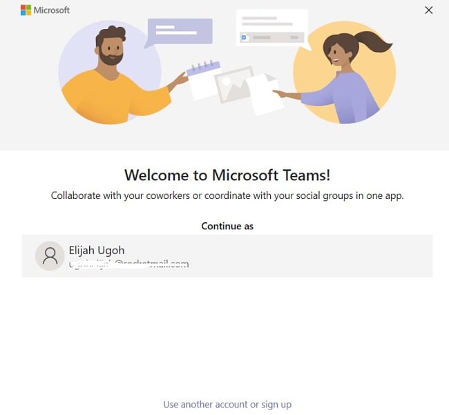 Captura de tela da interface do usuário do Microsoft Teams