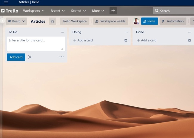 Trello monitor screenshot