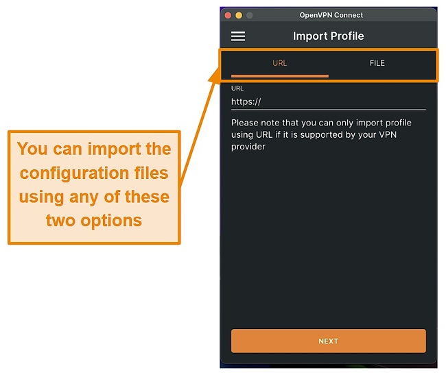 Screenshot showing how to manually import configuration files
