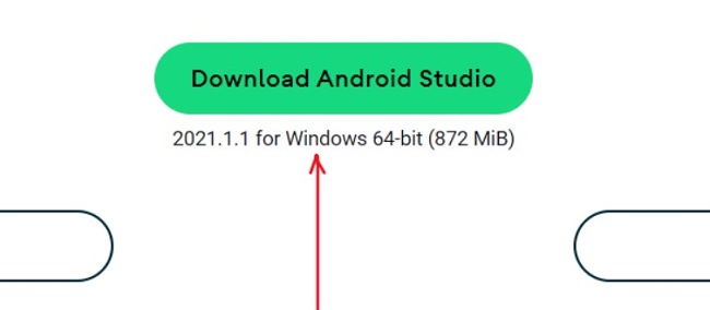 Android Studio download button screenshot