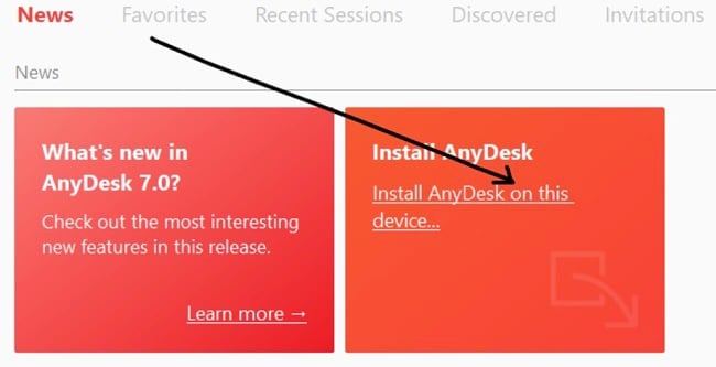 AnyDesk installation options screenshot