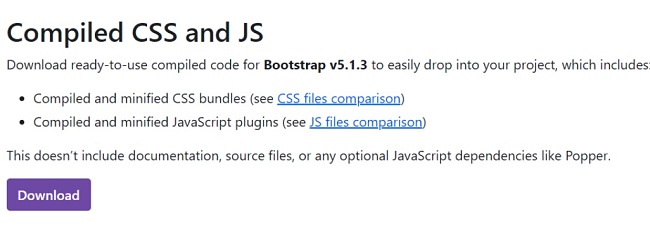 Bootstrap download page screenshot