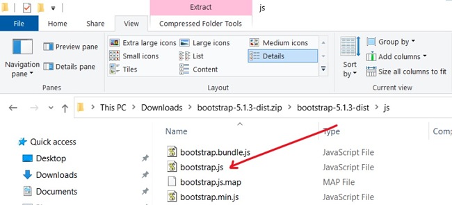 Bootstrap JS file screenshot