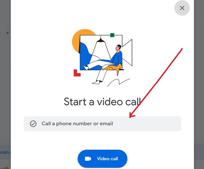 Google Duo insert phone number screenshot