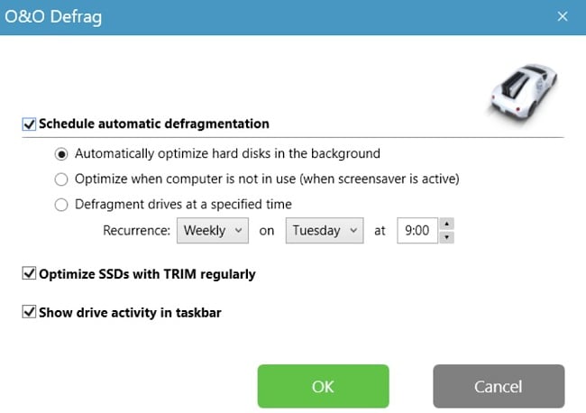 O&O Defrag scheduled screenshot