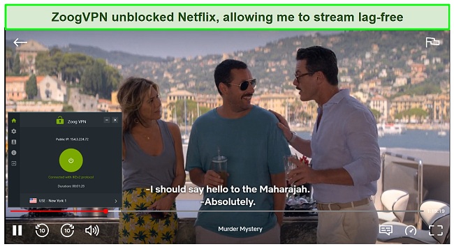 Screenshot of ZoogVPN unblocking Netflix