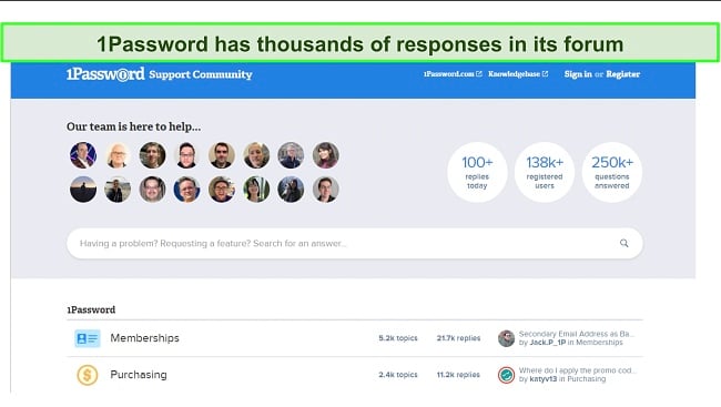 1Password offers community support