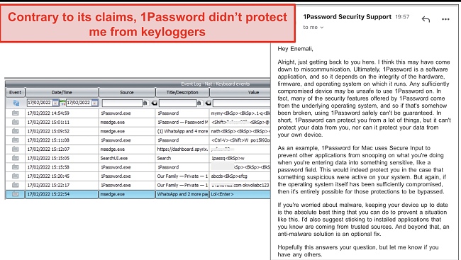 1Password Keylogger issue