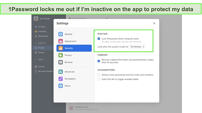 1Password locks you out if inactive