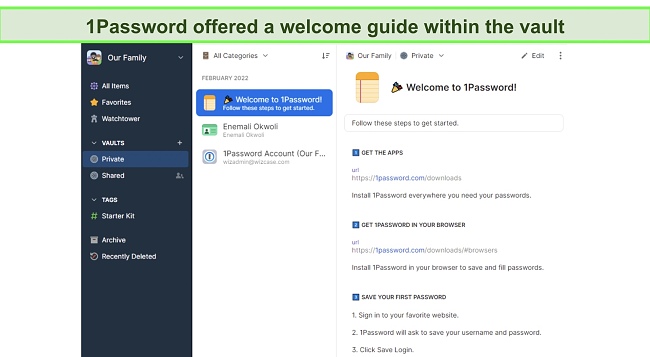 1Password includes a getting started guide