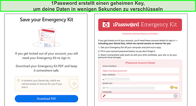 1Password Notfall-Kit.