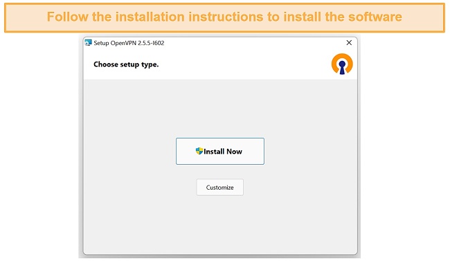 Screenshot showing the installation process of OpenVPN GUI
