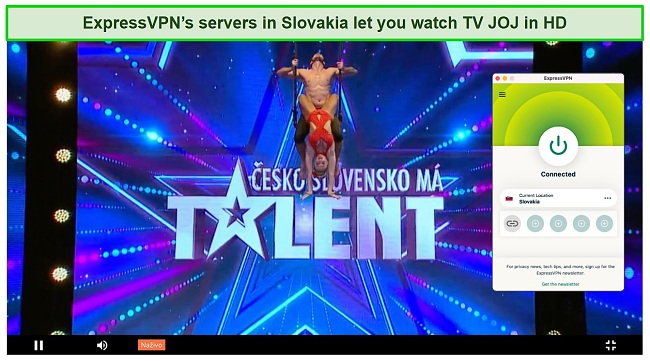 Screenshot of ExpressVPN unblocking TV JOJ