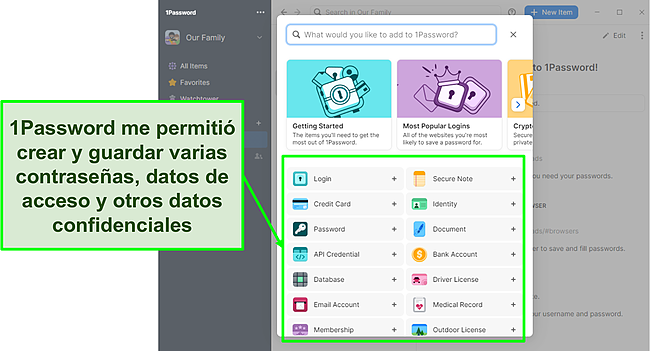 1Password facilita la adición de contraseñas.