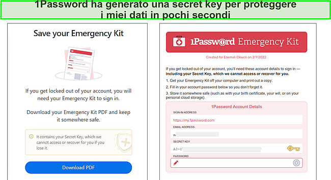 1Kit di emergenza password.