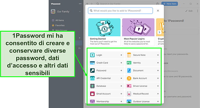 1Password semplifica l'aggiunta di password.