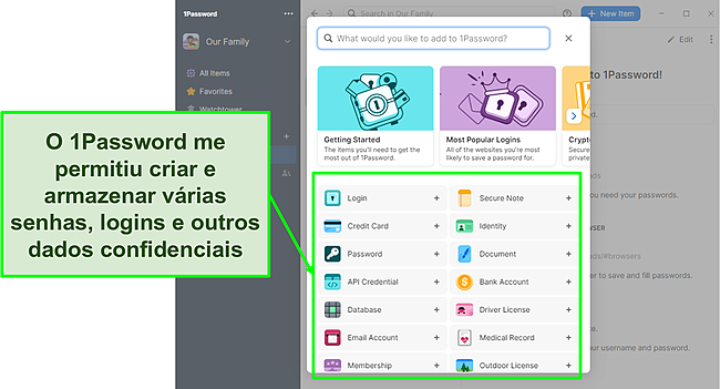 O 1Password facilita a adição de senhas.