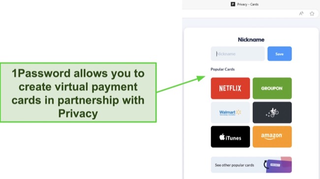 Screenshot of Privacy Cards