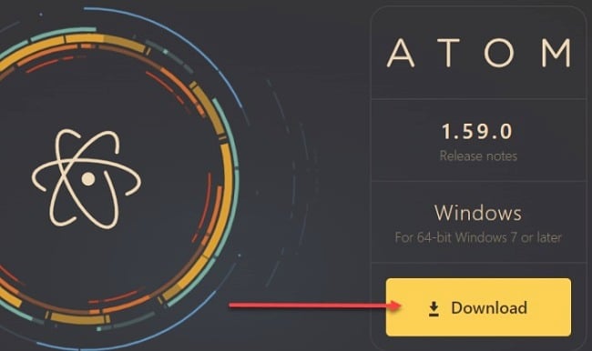 Atom download page screenshot