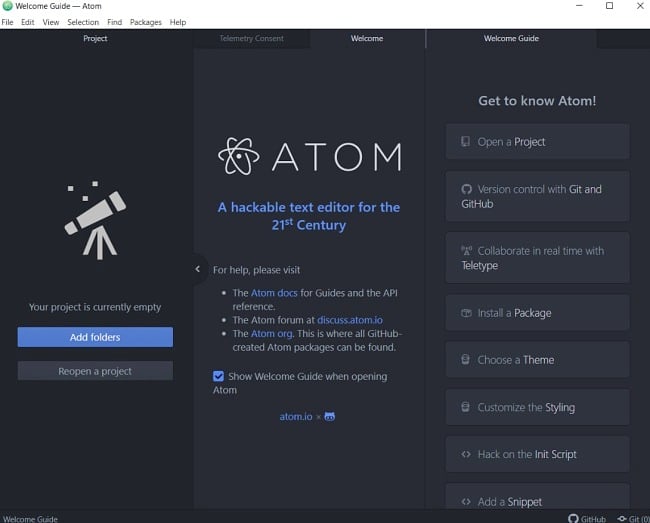 Atom install screenshot
