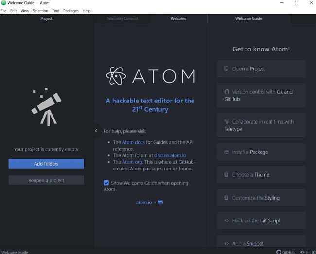 Atom install screenshot