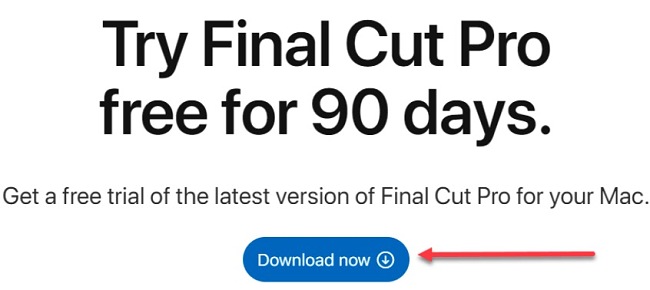 Download-Screenshot der kostenlosen Final Cut Pro-Testversion