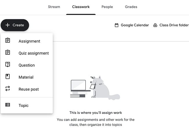 Google Classroom classwork screenshot