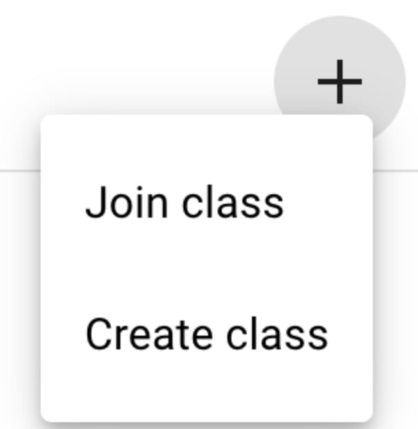 Google Classroom create class screenshot