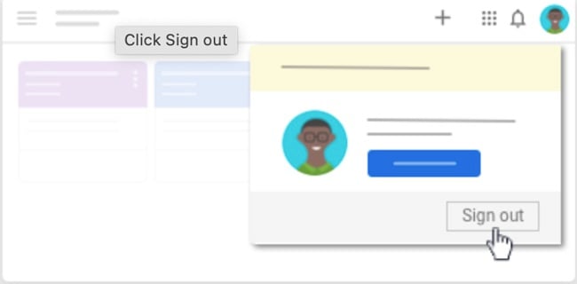 Google Classroom sign out screenshot