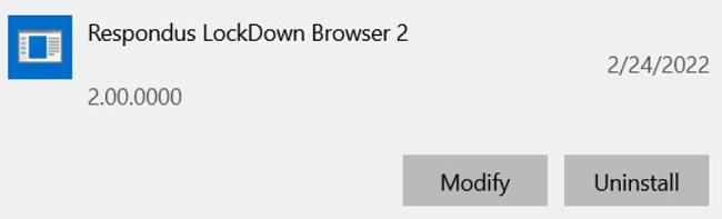 LockDown Browser uninstall screenshot