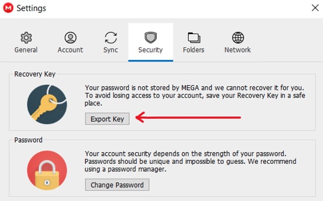 MEGA security screenshot