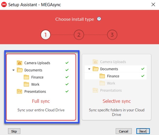 MEGA setup assistant screenshot