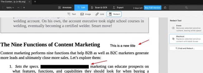 Captura de pantalla del editor de PDF Expert