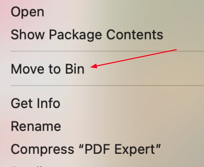 Captura de pantalla de movimiento de exportación de PDF a papelera