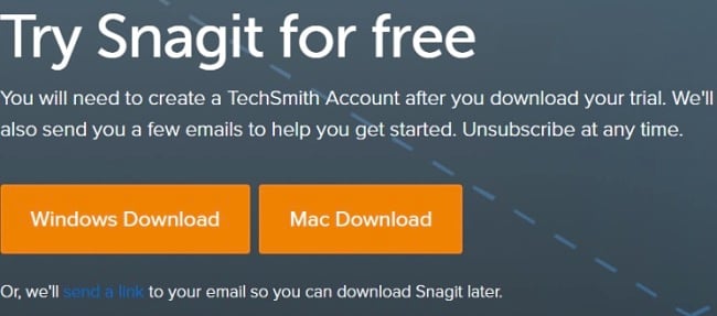 Snagit download page screenshot